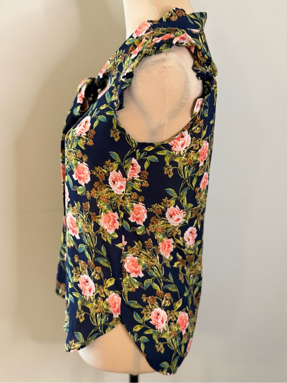 Sweet Rain cottagecore floral sleeveless ruffles coquette top SZ SM - Picture 3 of 13
